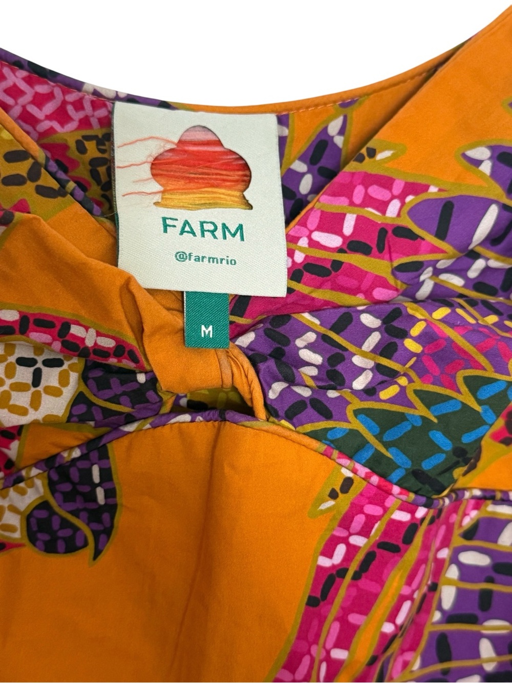 FARM Rio Orange Multicolor Abstract Print Top - Picture 2 of 3